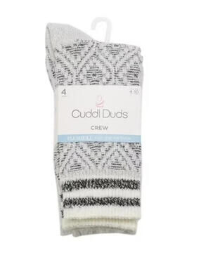 Cuddl Duds Super Soft Crew Cozy Boot Socks 4 Pairs Womens Size 4-10 Blue
